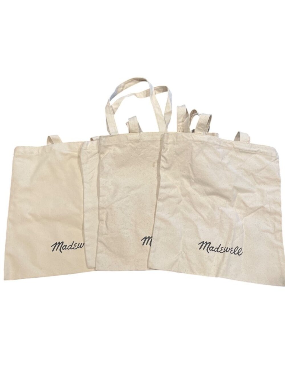 Madewell Minimalist Canvas Tote Bags Lot of 4 Cream Beige Oatmeal 15"x14" Travel